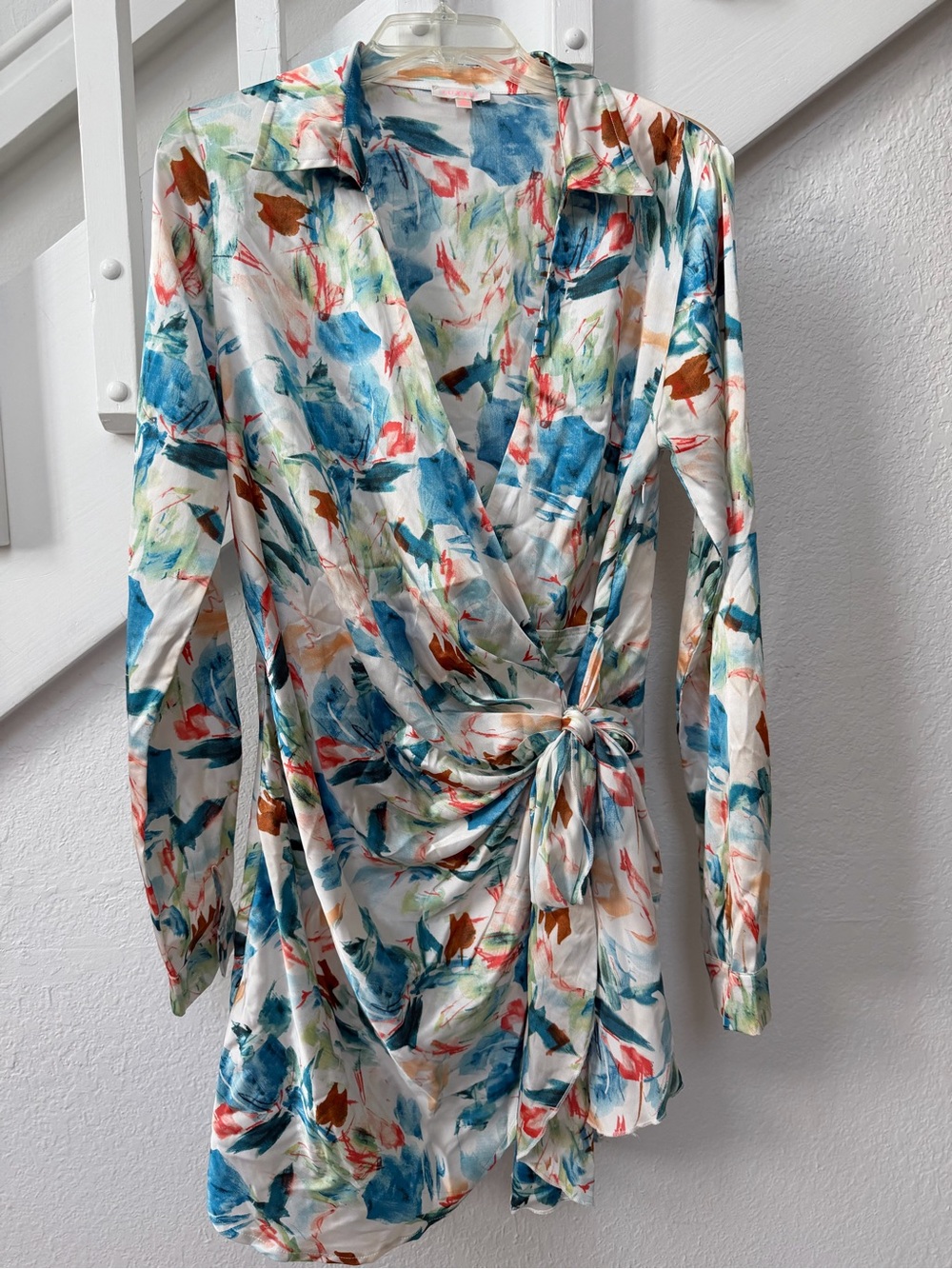 Luxxel Keep Your Secret’ Long Sleeve Faux Wrap Dress Size Large